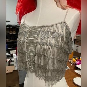 Kimchi Blue beaded silver top